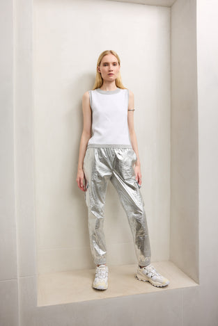 Alex silver shine foil pants