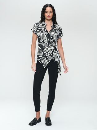 Aston print shine viscose blouse