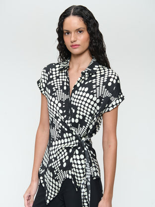 Aston print shine viscose blouse