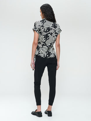 Aston print shine viscose blouse