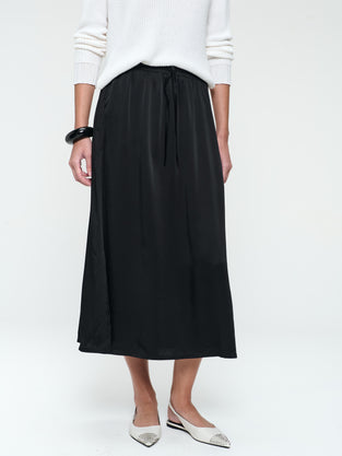 Ina shiny saten rayon viscose skirt
