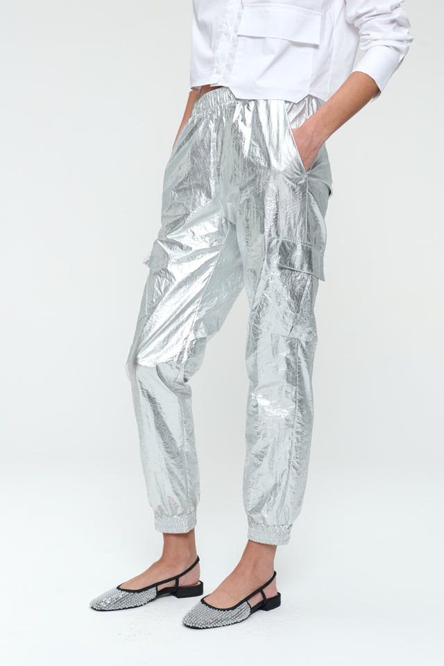 Alex silver shine foil pants Alex silver shine foil pants