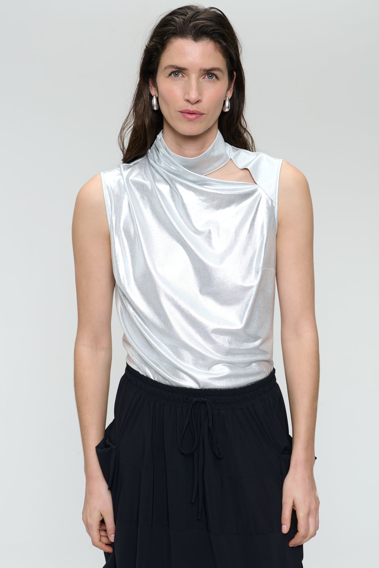 Naomi silver shine foil top Naomi silver shine foil top