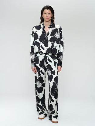 Simone printed shiny viscose pants