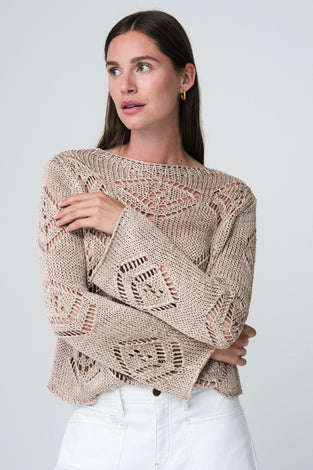Sequined hole pullover E25053