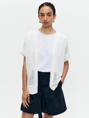 Openwork knit with sequins cardigan 9081