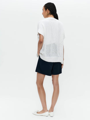 Openwork knit with sequins cardigan 9081
