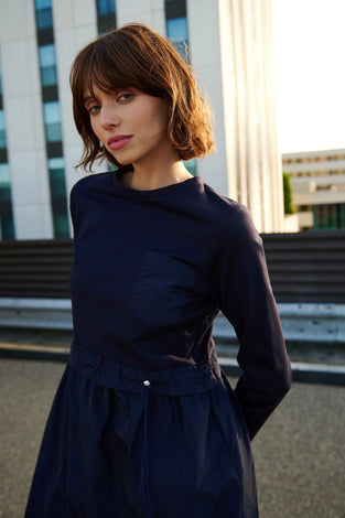 Ester mix cotton taffeta dress