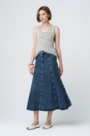 Nevada patched denim skirt