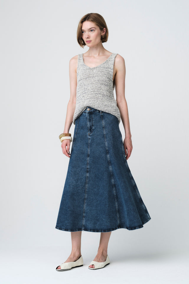 Nevada patched denim skirt