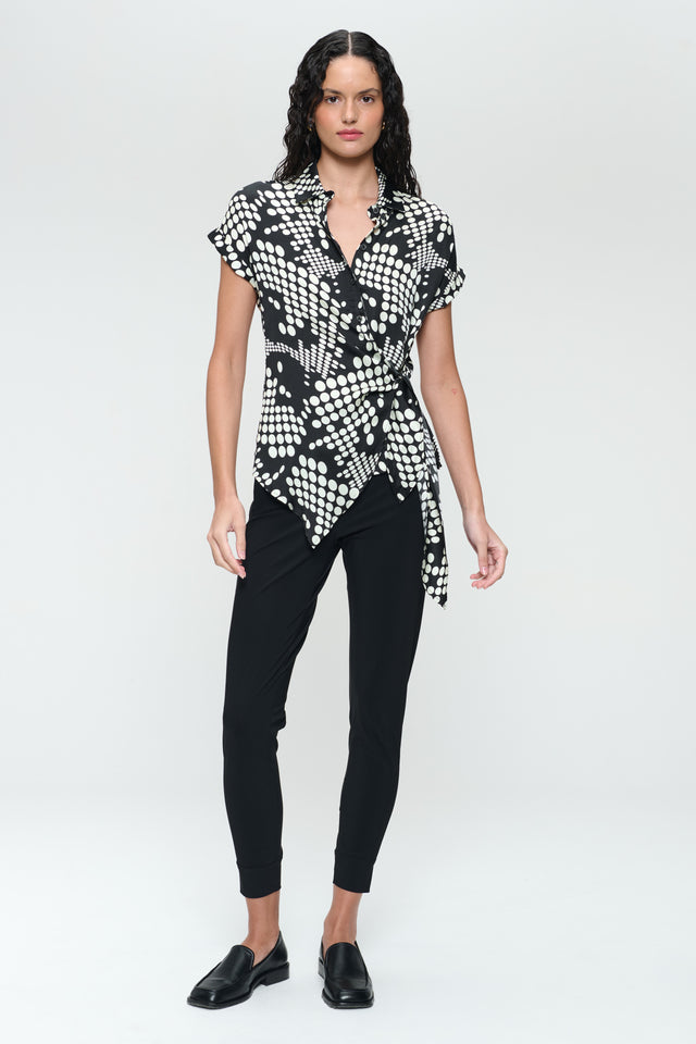 Aston print shine viscose blouse