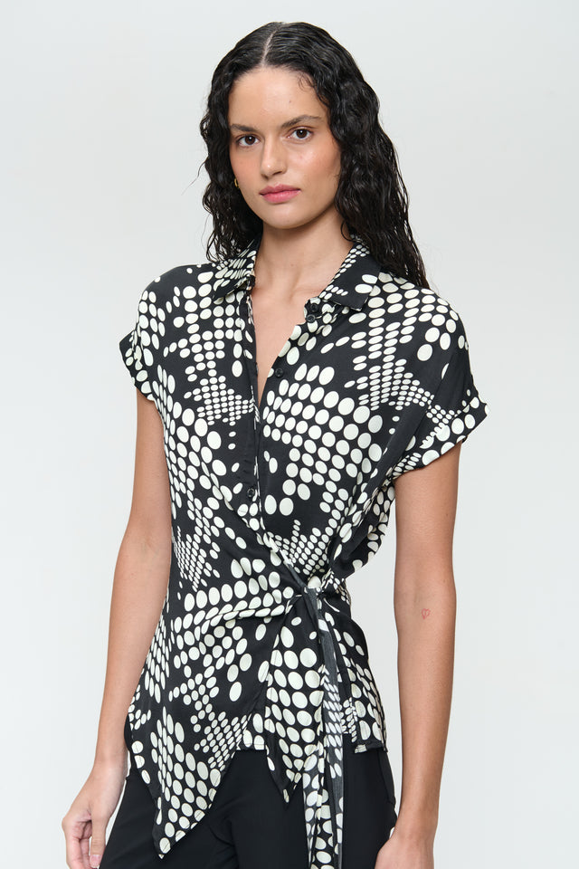Aston print shine viscose blouse