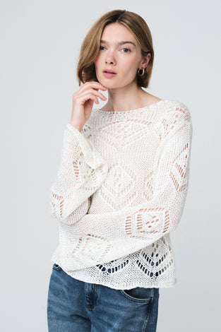 Sequined hole pullover E25053