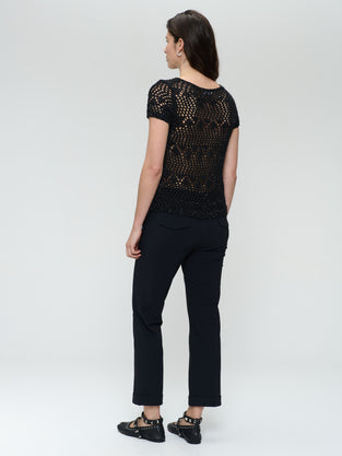 Openwork knit top with sequins 9041