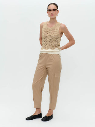Openwork two-tone knit top 9061
