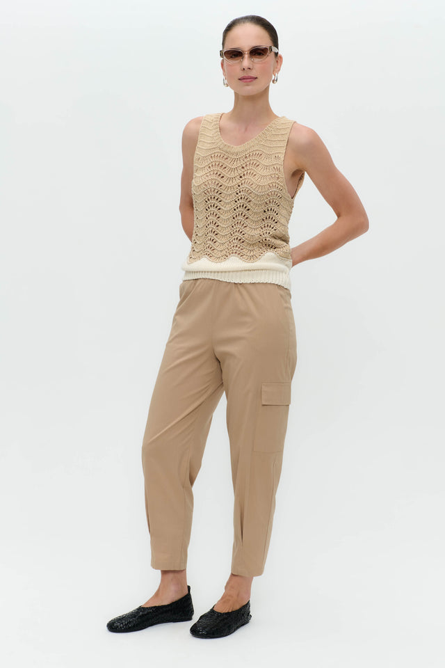 Openwork two-tone knit top 9061