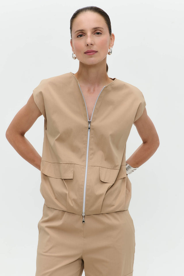 Costante cotton sleeveless jacket