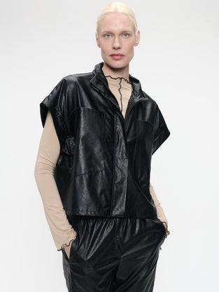 Paola eco leather blouse
