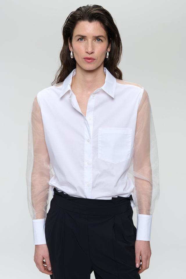 Santos poplin organza blouse