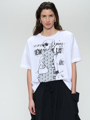 T-shirt oversize print mix cotton