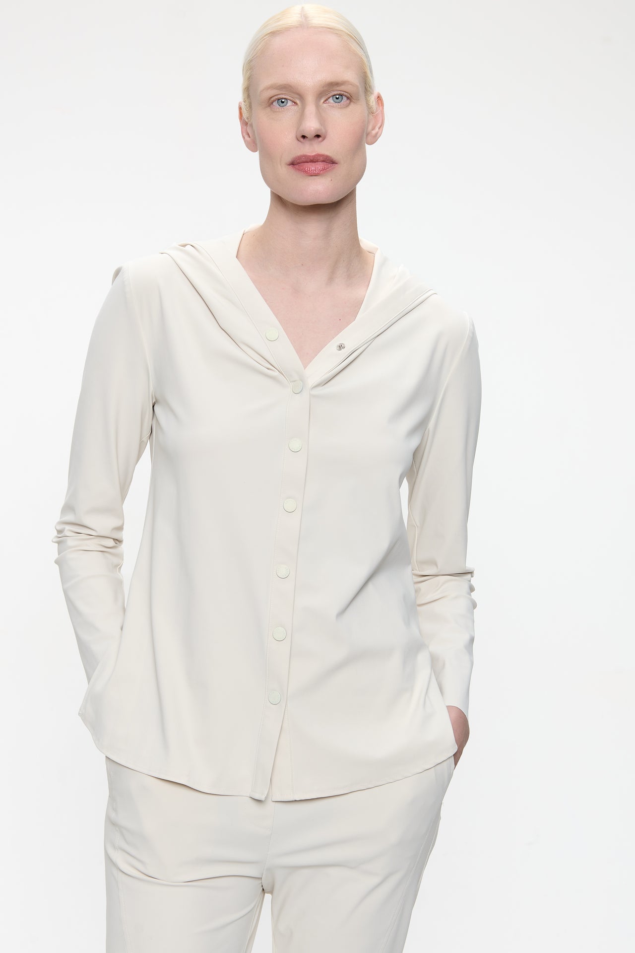 Veronica brush tech jersey blouse