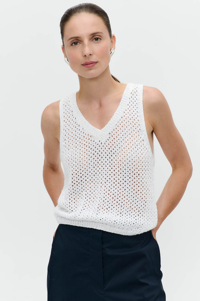Openwork knit with sequins top 9084