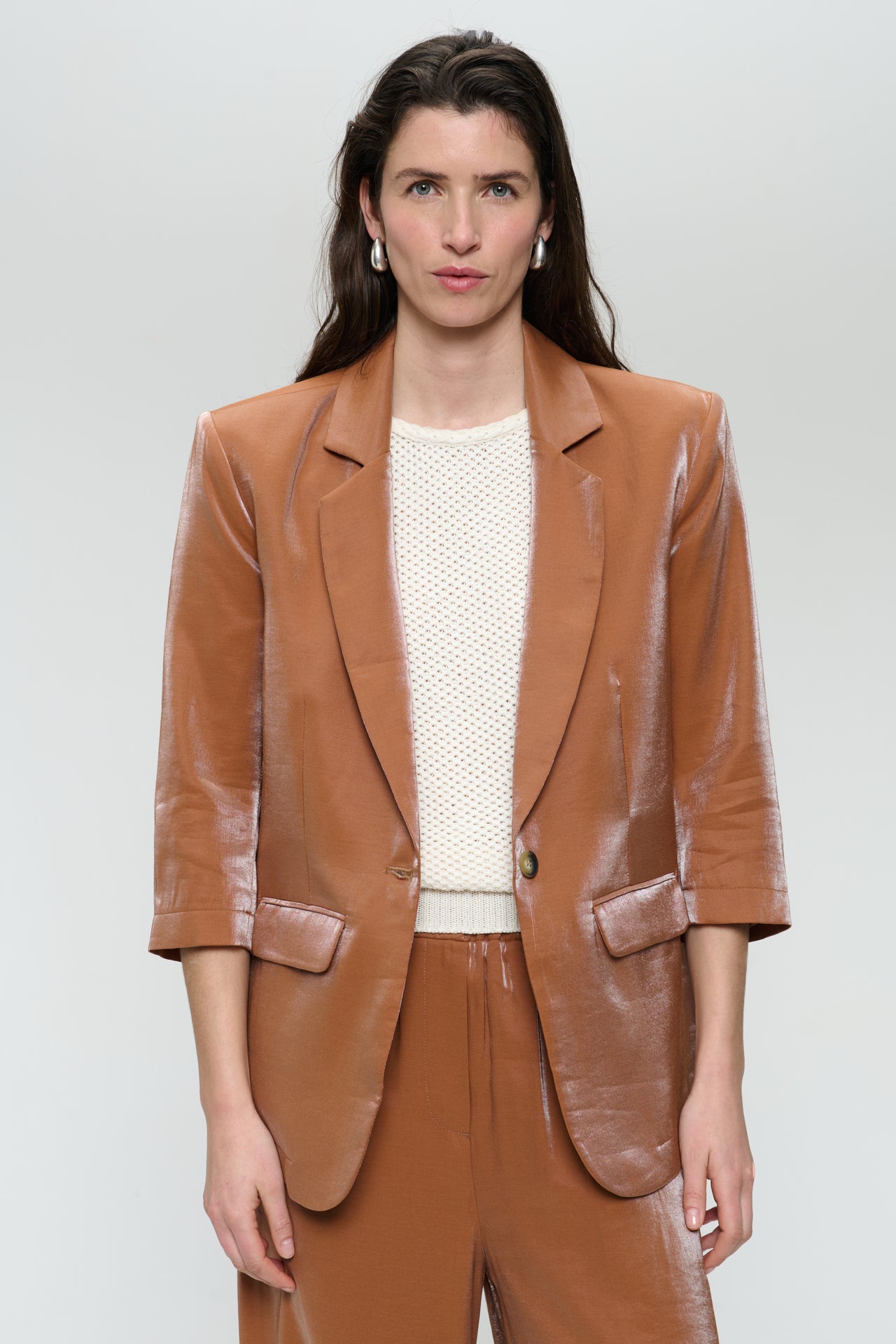 Fring shiny viscose blazer