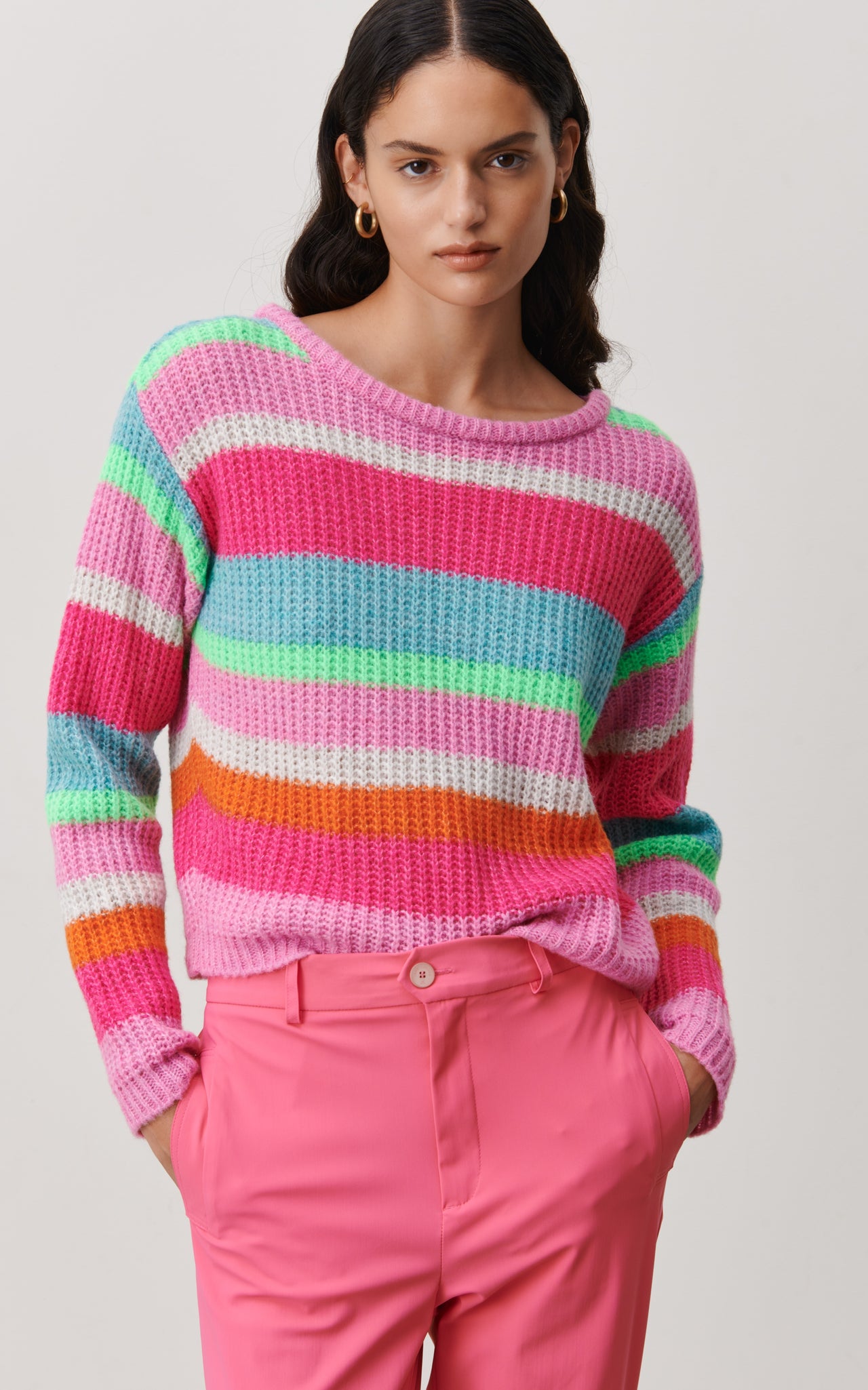 Stripe PU pullover