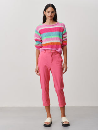 Stripe PU pullover