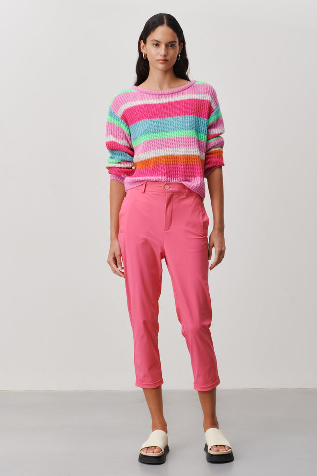 Stripe PU pullover