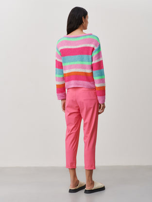 Stripe PU pullover