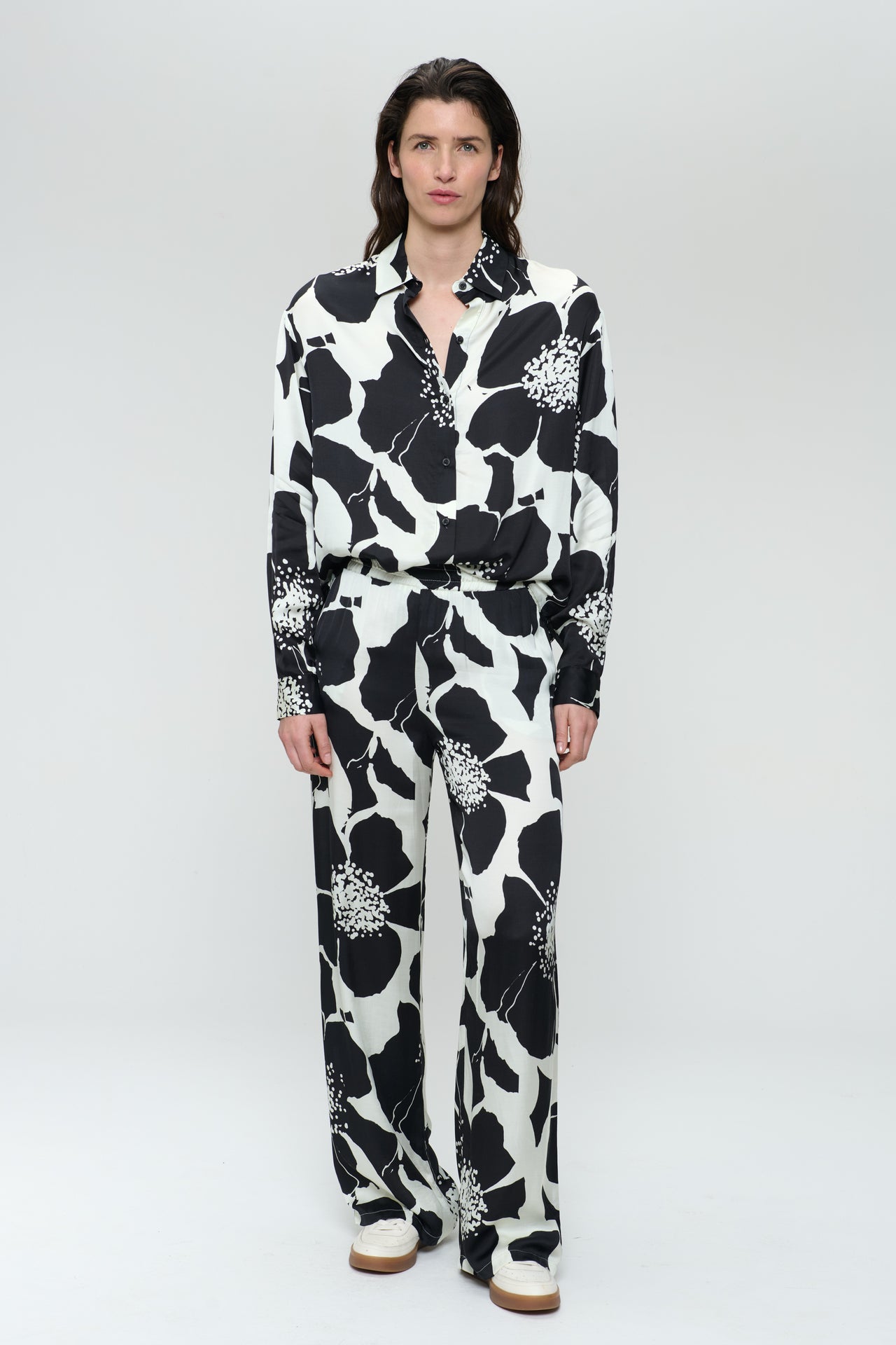Simone printed shiny viscose pants