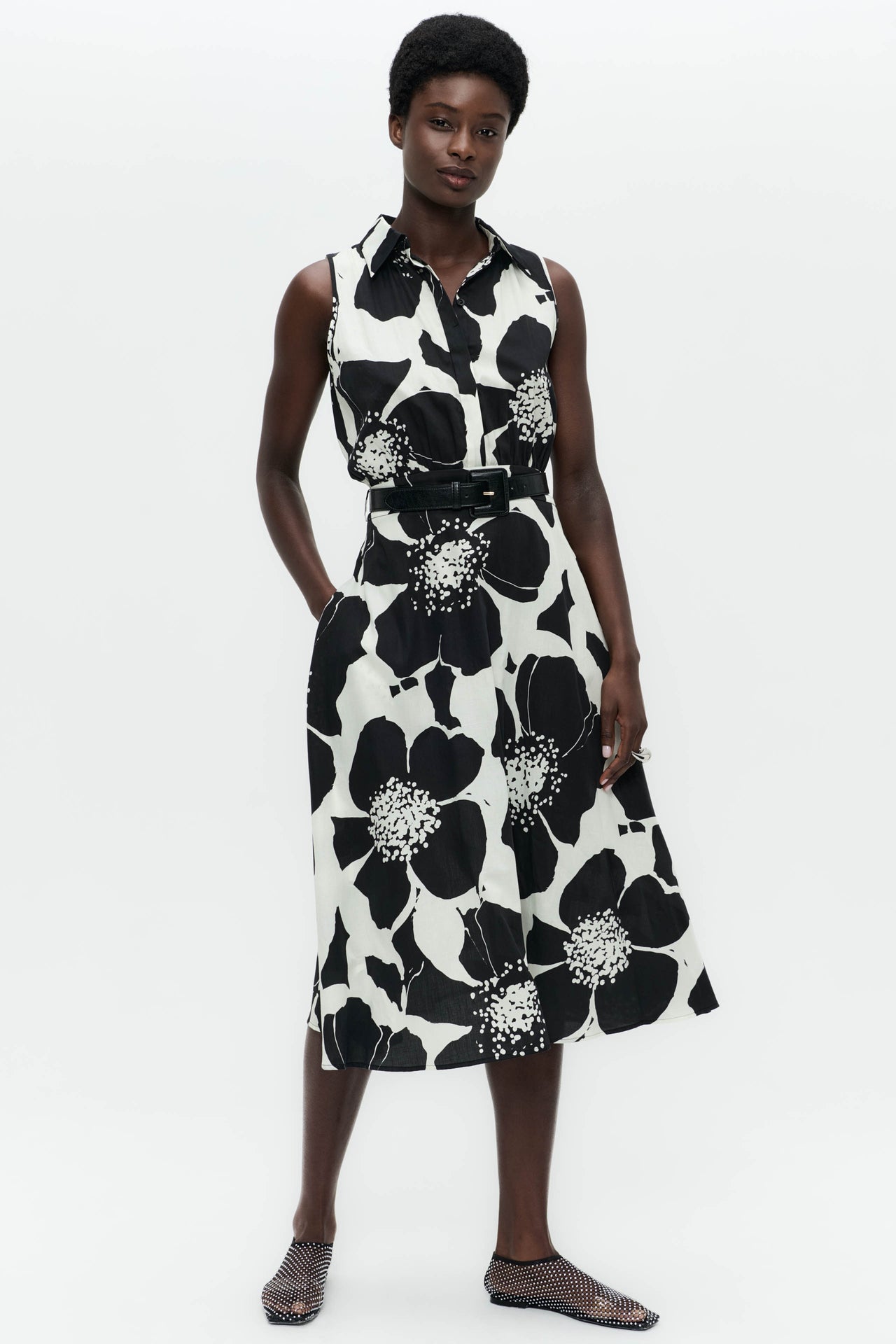 Anita flower print poplin dress