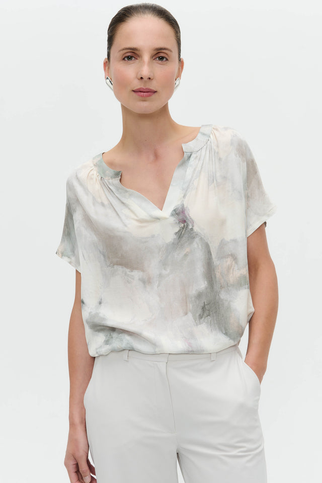 Remi printed silk viscose top