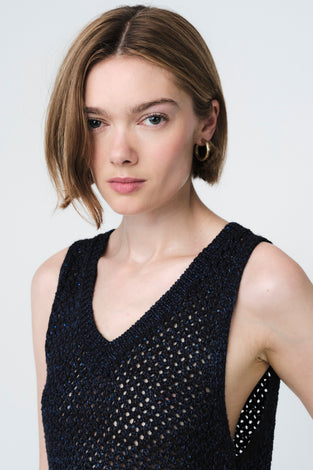 Openwork knit with sequins top 90841