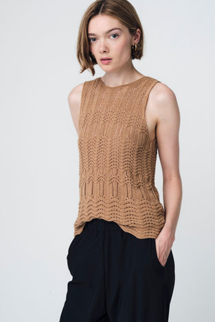 Openwork knit Vest E24082