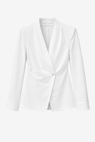Asymmetric wrap poplin blouse