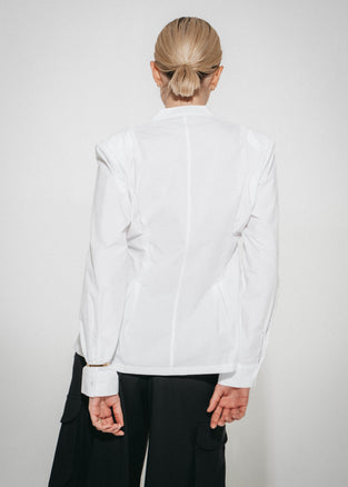 Asymmetric wrap poplin blouse
