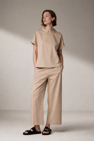 Poplin semi pants 23074