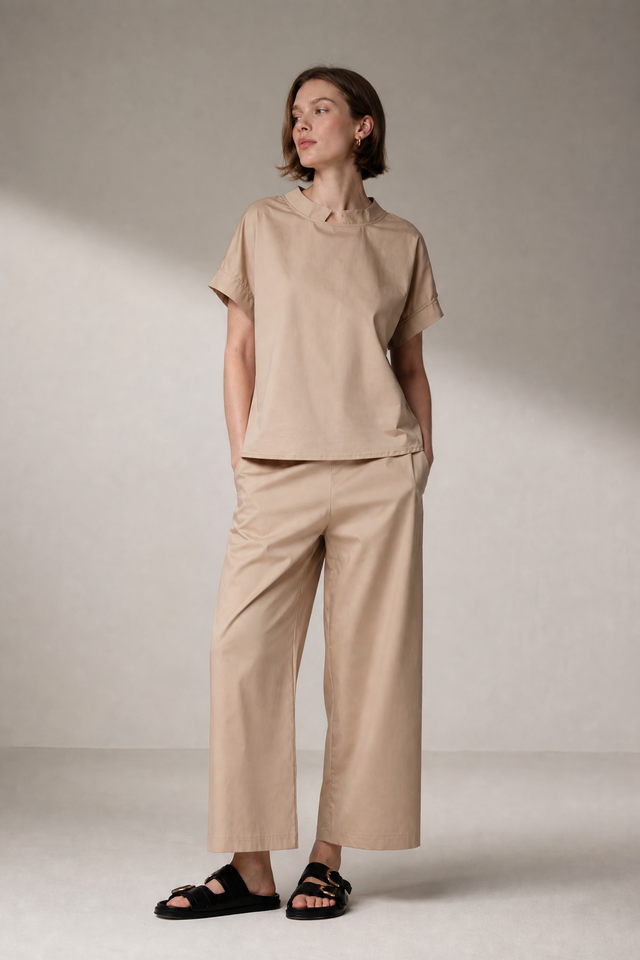 Poplin semi pants 23074