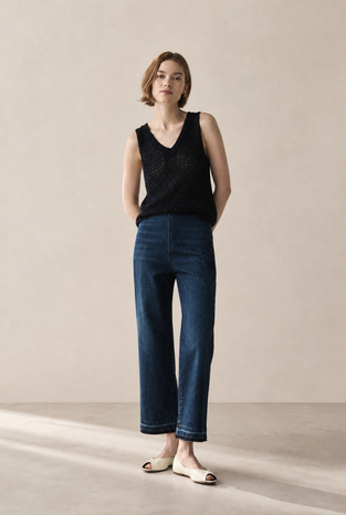 Openwork knit with sequins top 90841