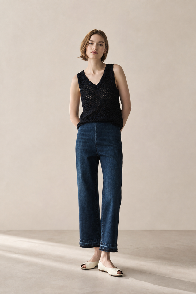 Openwork knit with sequins top 90841
