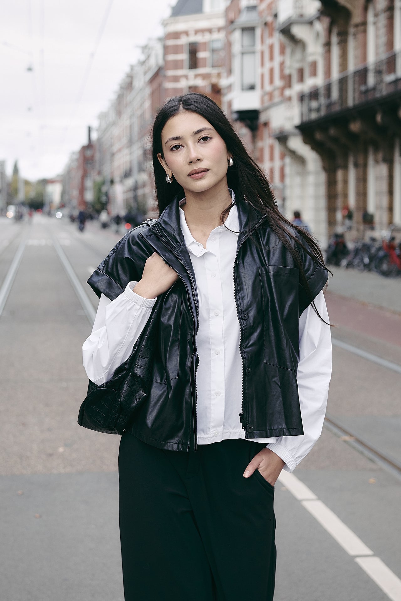Paola eco leather blouse