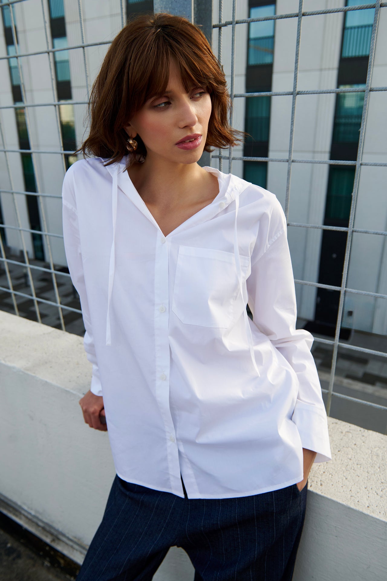 Stasi poplin hooded blouse