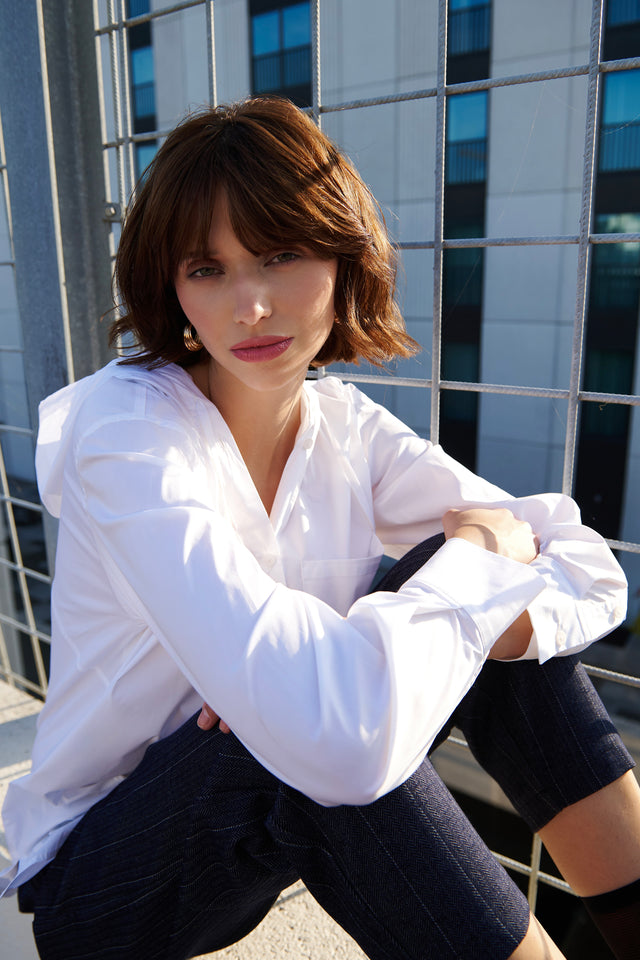 Stasi poplin hooded blouse