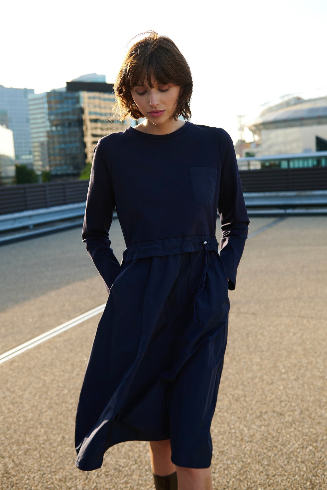 Ester mix cotton taffeta dress