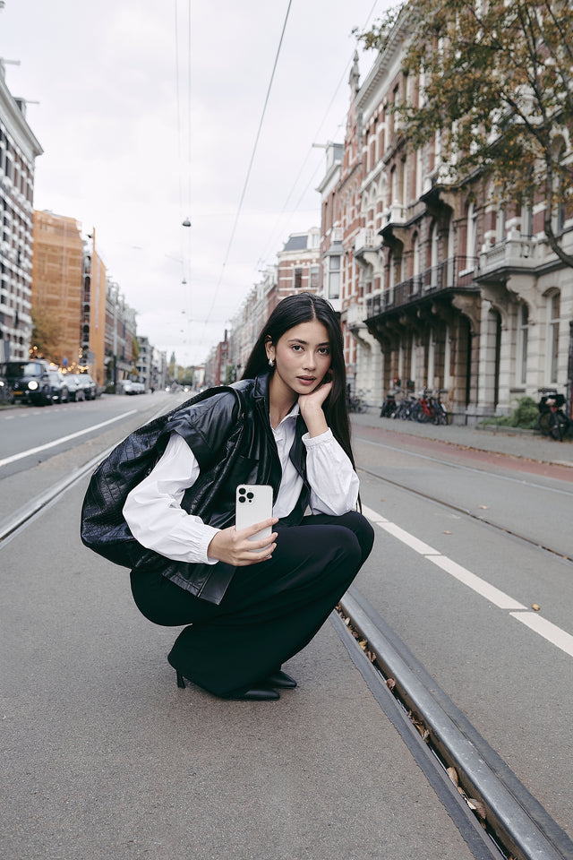 Paola eco leather blouse