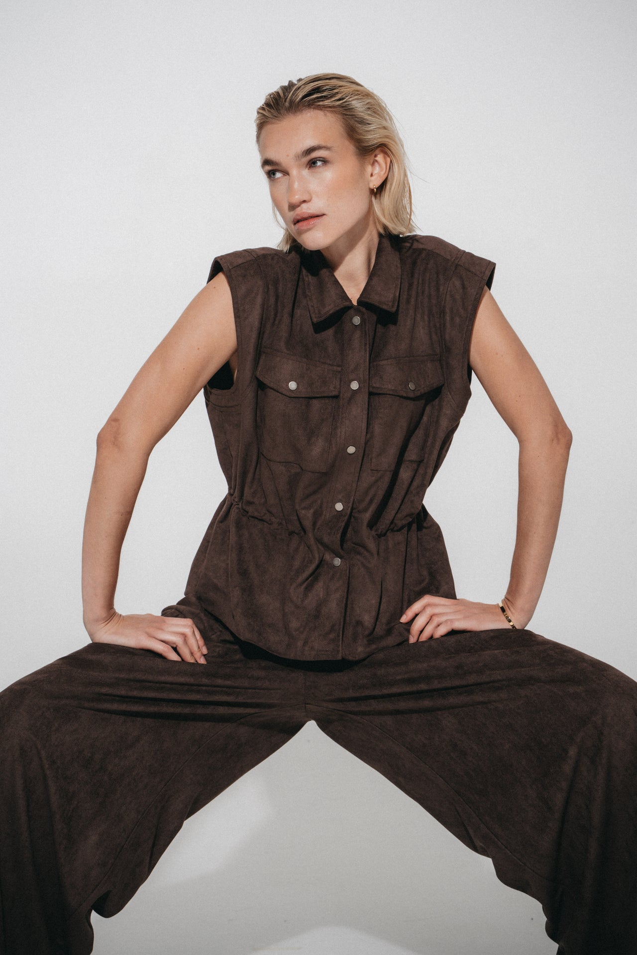 Arabel suede effect pants
