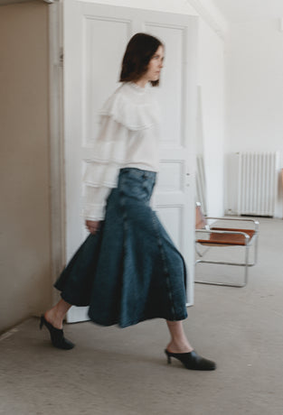 Nevada patched denim skirt