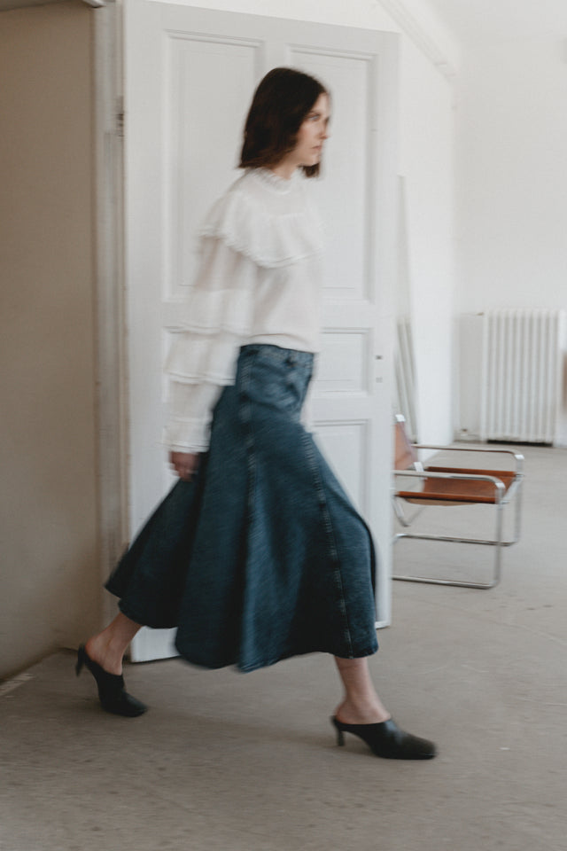 Nevada patched denim skirt
